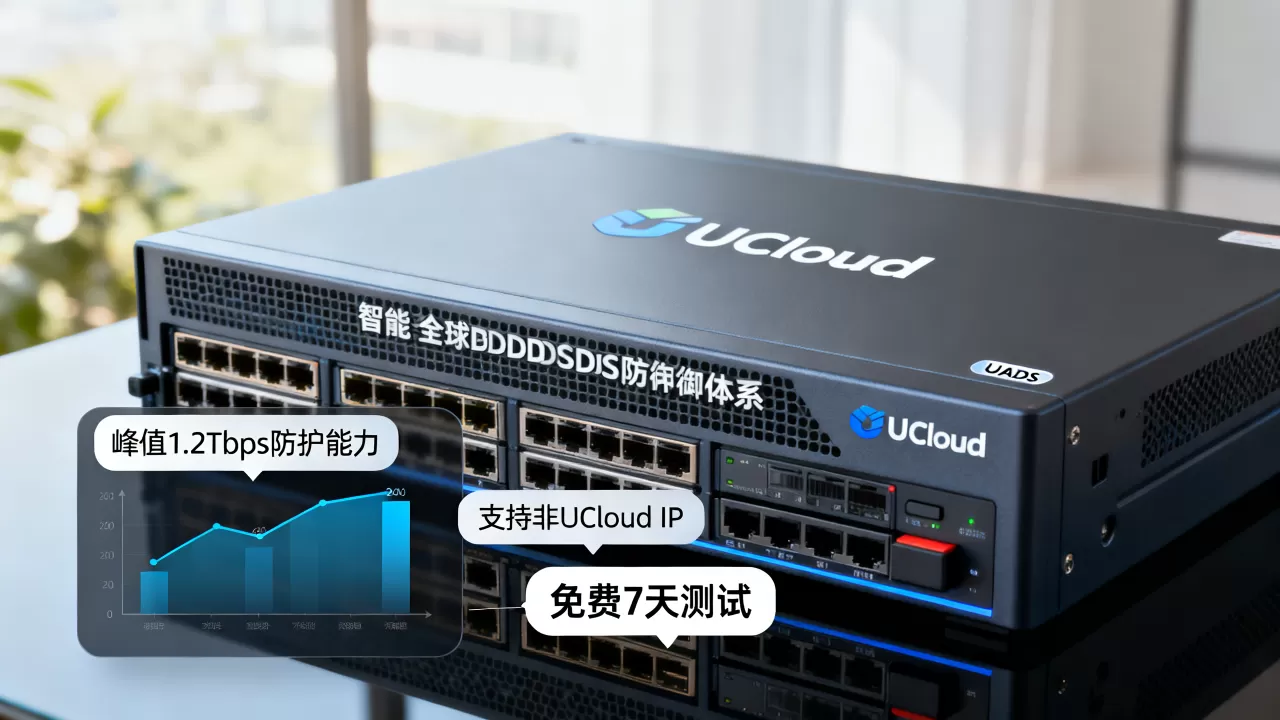 UCloud智能全球DDoS防御体系，内地高防UADS-峰值1.2Tbps防护能力，支持非UCloud IP，免费7天测试真的靠谱吗？