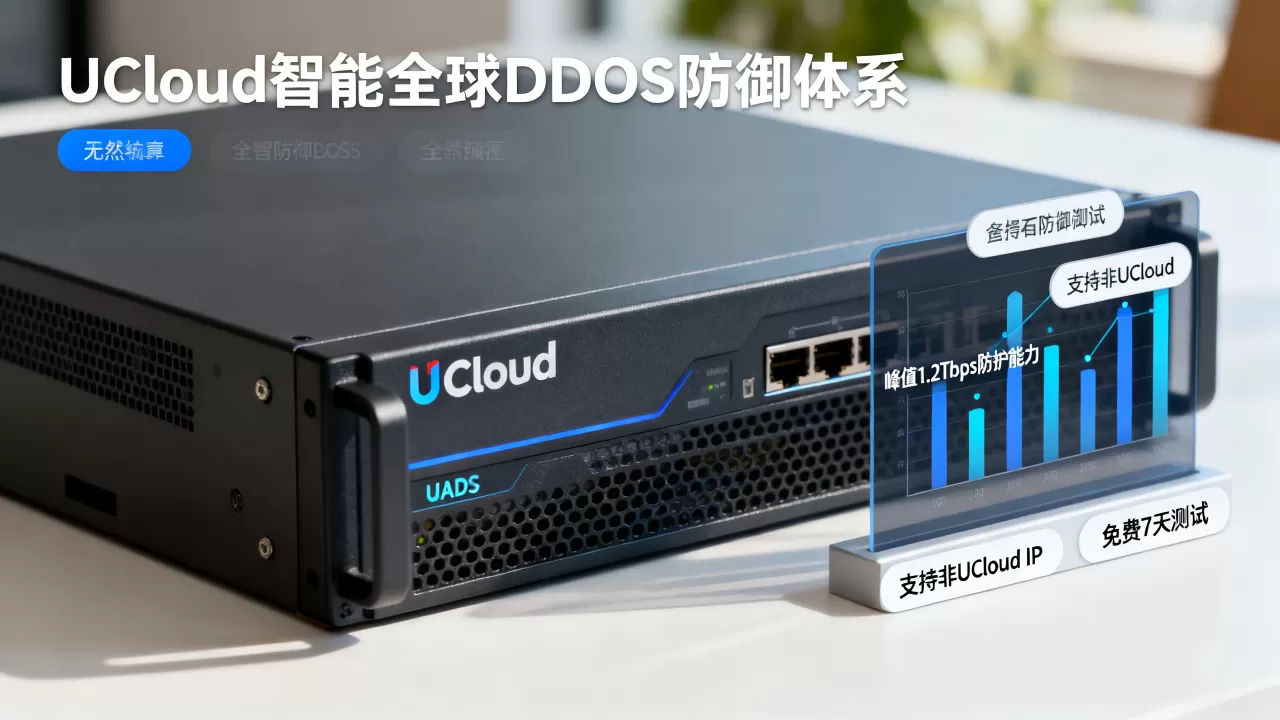 UCloud智能全球DDoS防御体系，内地高防UADS-峰值1.2Tbps防护能力，支持非UCloud IP，免费7天测试真的靠谱吗？