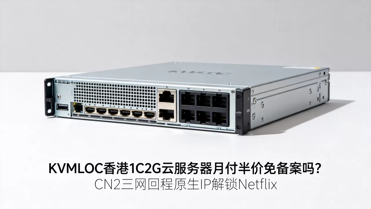 KVMLOC香港1C2G云服务器月付半价免备案吗？CN2三网回程原生IP解锁Netflix