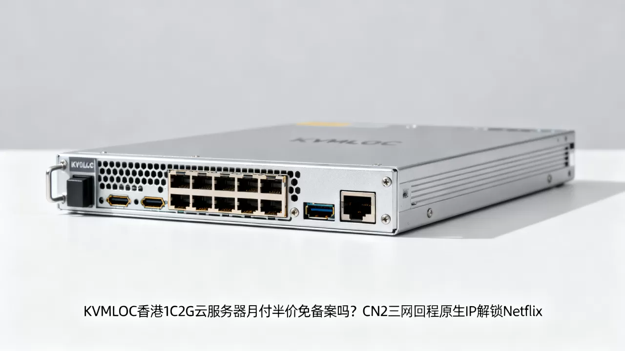 KVMLOC香港1C2G云服务器月付半价免备案吗？CN2三网回程原生IP解锁Netflix