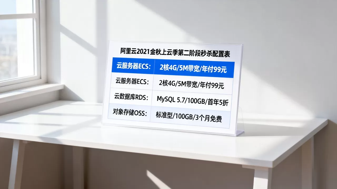 阿里云2021金秋上云季第二阶段秒杀配置表有哪些？