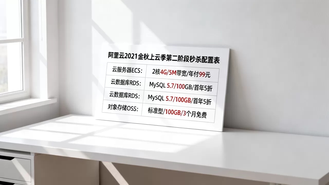 阿里云2021金秋上云季第二阶段秒杀配置表有哪些？