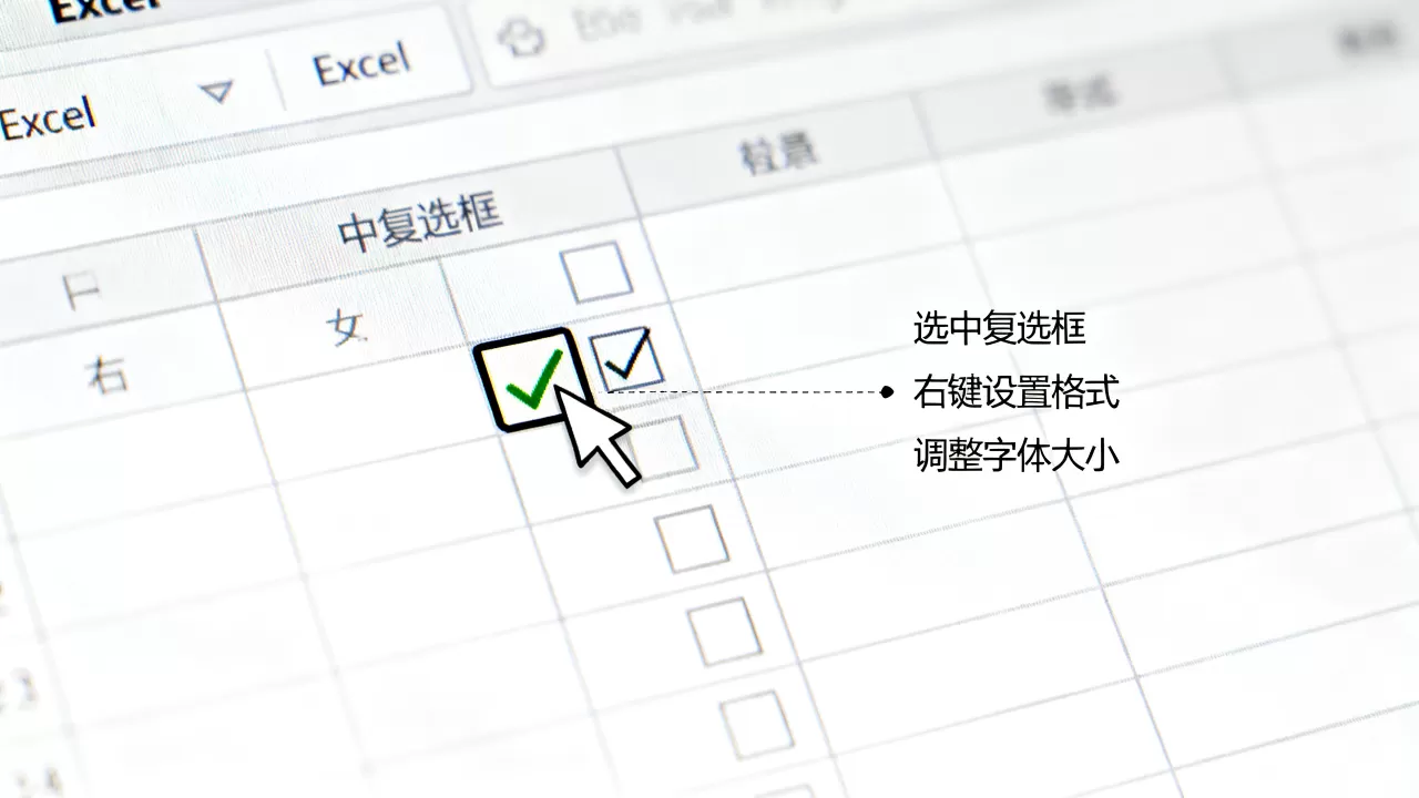Excel复选框字体怎么改?excel复选框字体大小设置 Excel复选框字体怎么改?excel复选框字体大小设置