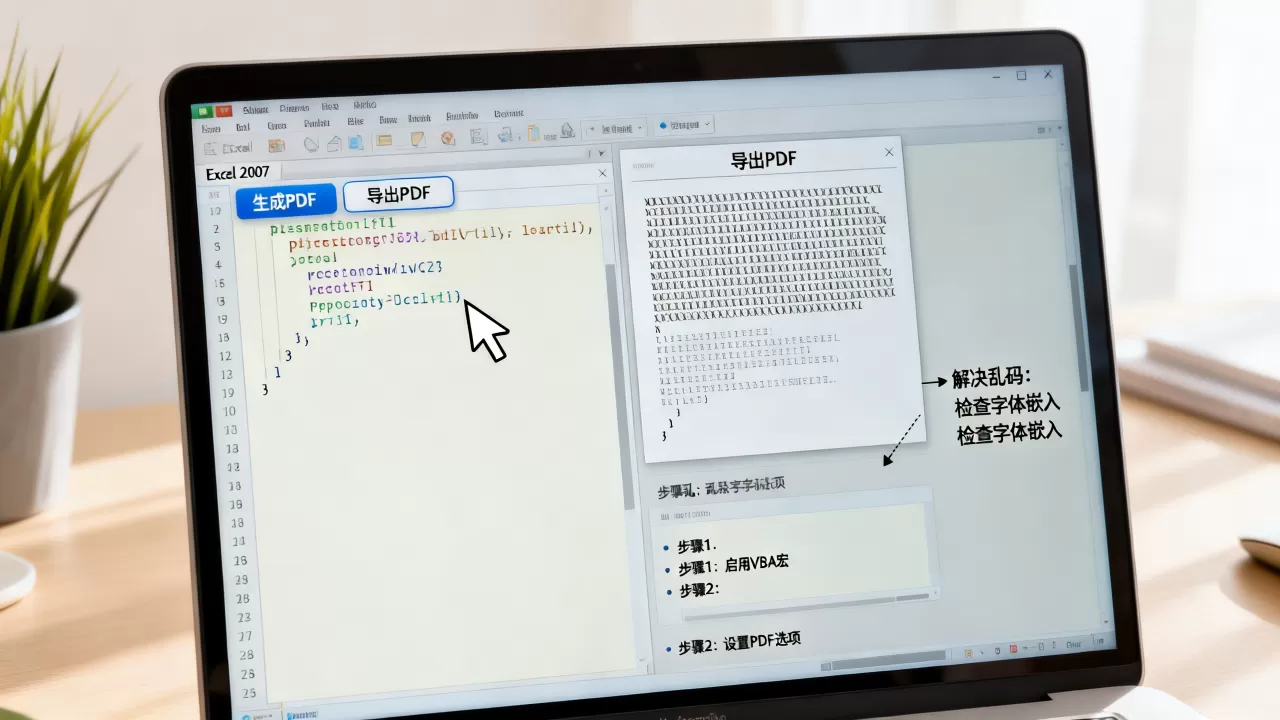 Excel 2007 VBA如何生成PDF?VBA导出PDF乱码怎么办 Excel 2007 VBA如何生成PDF?VBA导出PDF乱码怎么办