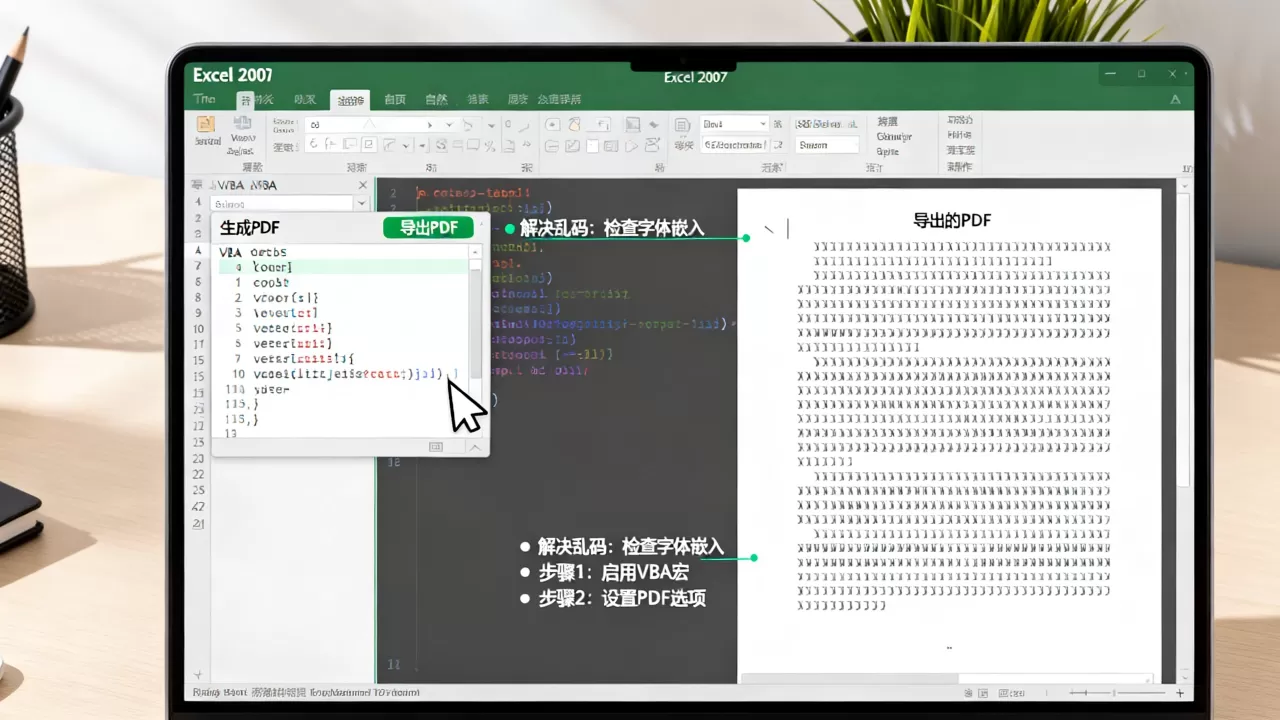 Excel 2007 VBA如何生成PDF?VBA导出PDF乱码怎么办 Excel 2007 VBA如何生成PDF?VBA导出PDF乱码怎么办