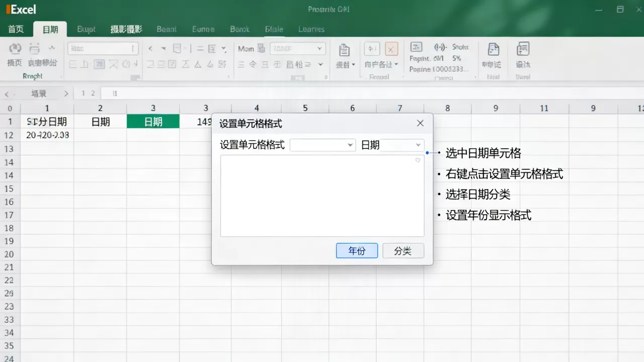 Excel显示年份怎么设置?excel日期格式如何修改 Excel显示年份怎么设置?excel日期格式如何修改