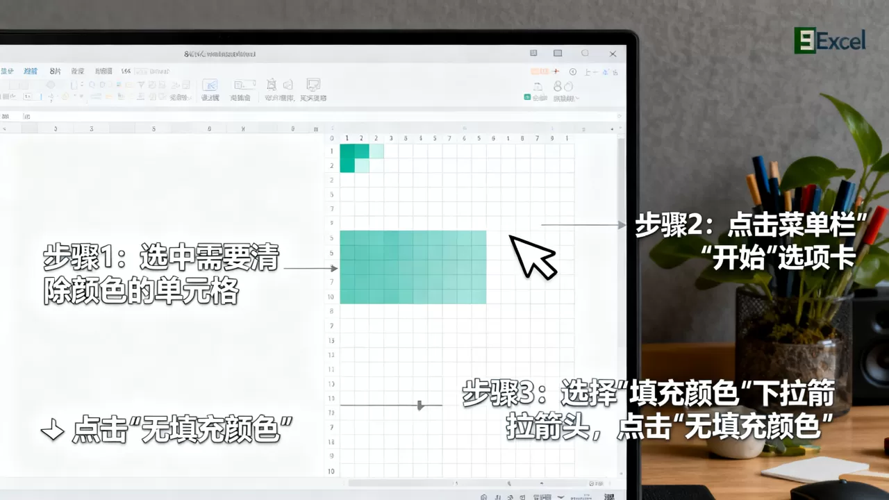 Excel怎么去掉颜色？如何批量清除单元格填充色