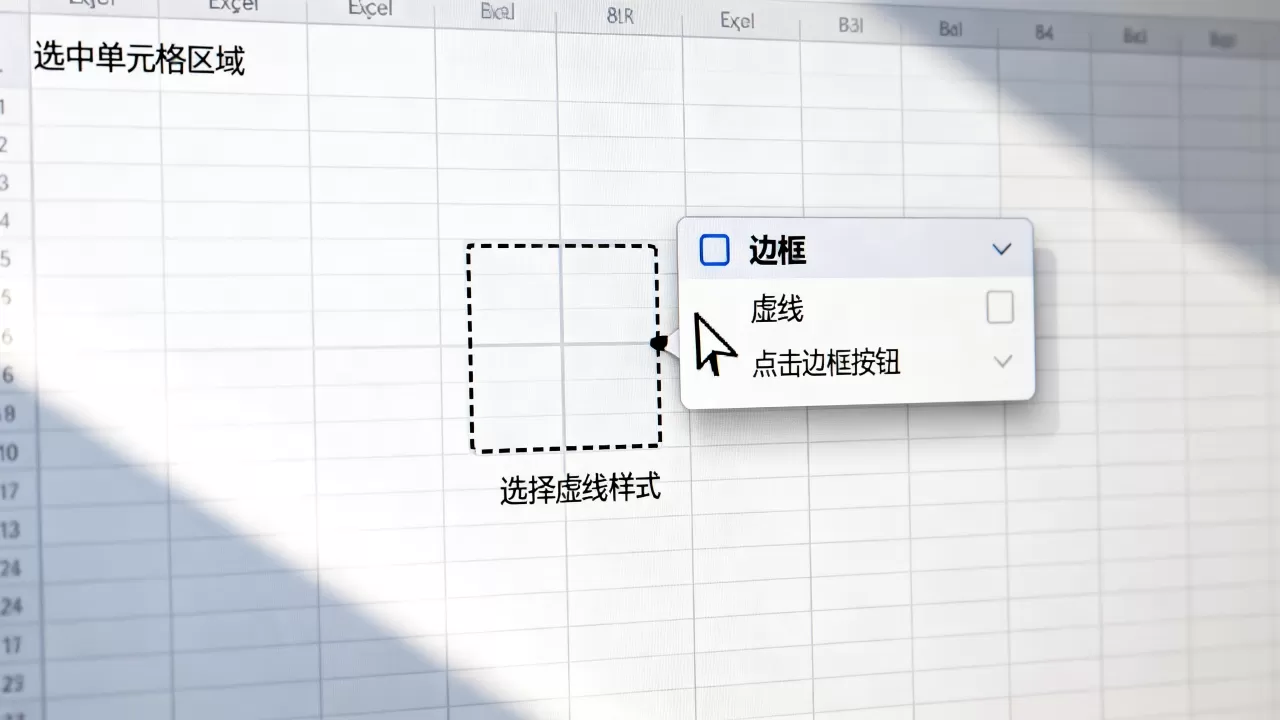 Excel虚线边框怎么画？如何设置虚线边框