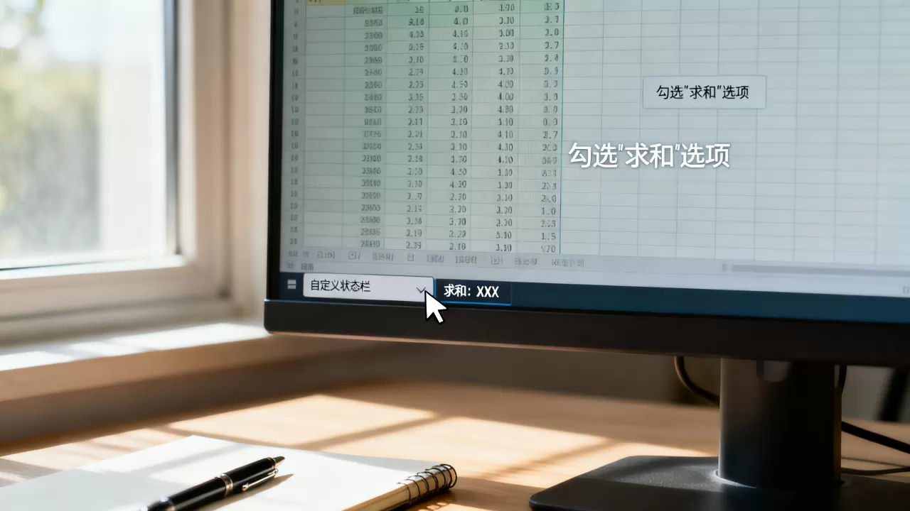 Excel表格左下角没有显示求和怎么办？, 如何开启状态栏