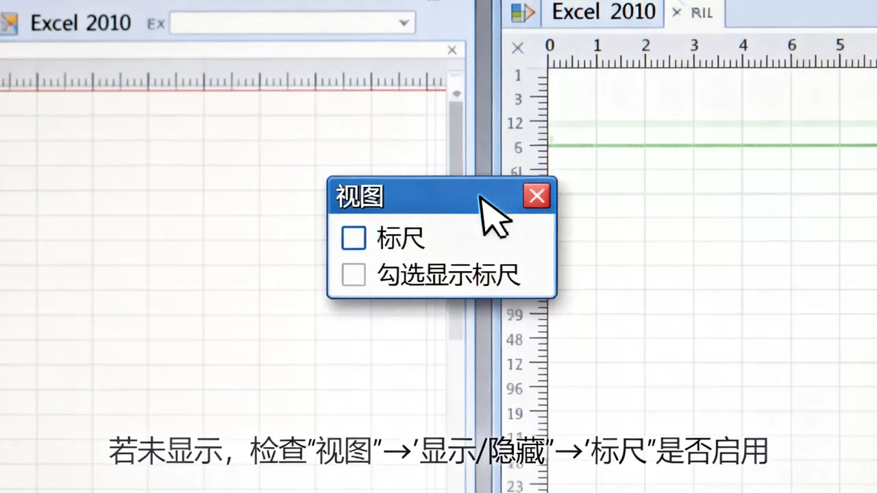 Excel 2010标尺怎么显示？，标尺不显示怎么办