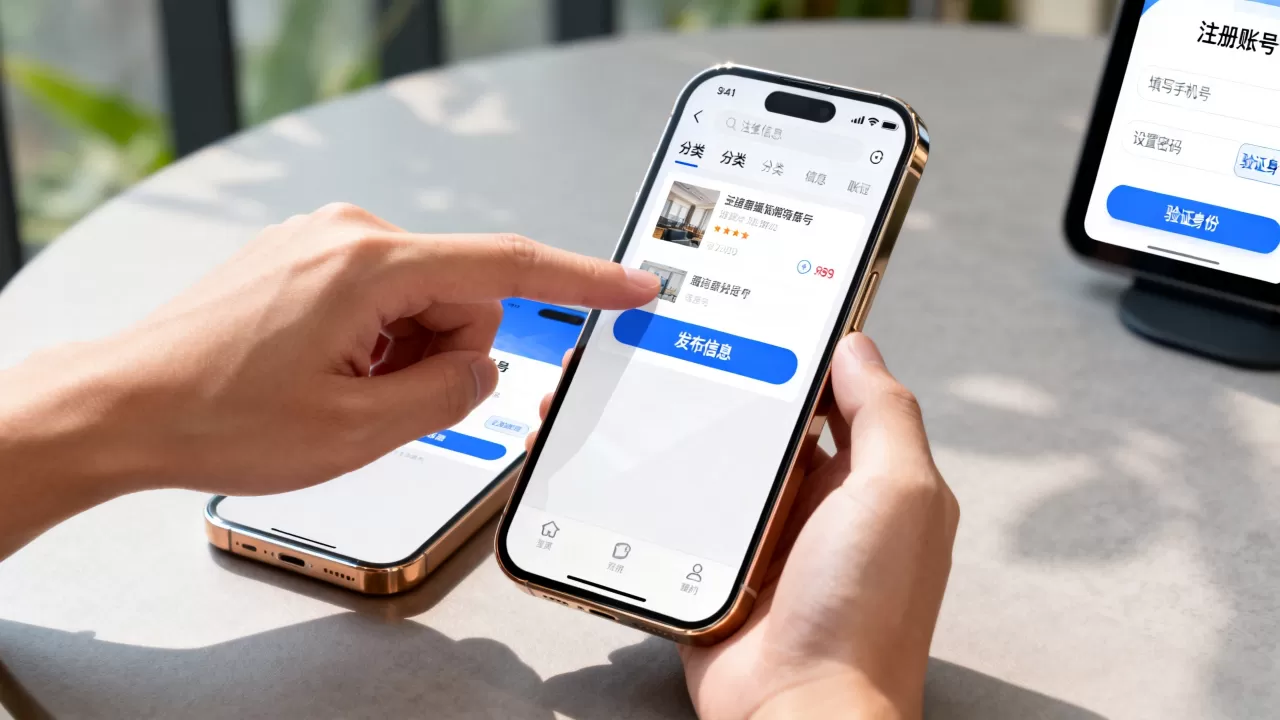 分类信息网站手机版怎么发布信息？，如何注册账号？
