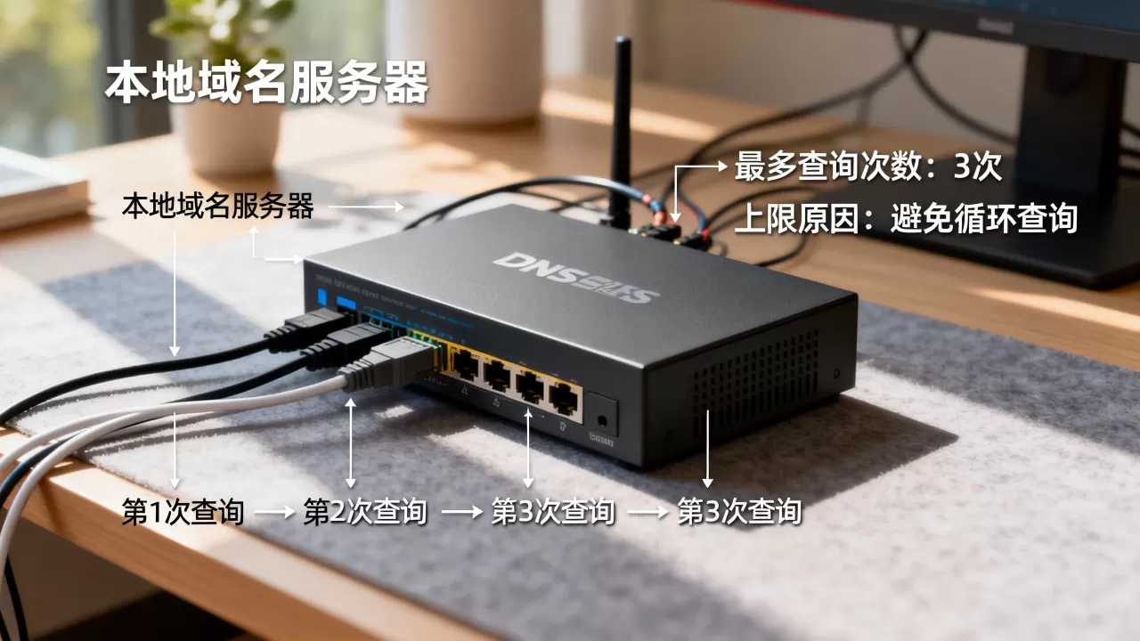 本地域名服务器最多发出多少次DNS查询,为什么有上限? 本地域名服务器最多发出多少次DNS查询,为什么有上限?
