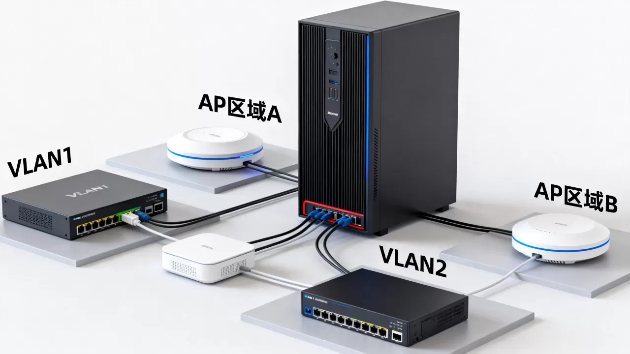 服务器客户端不同VLAN如何设置不同区域AP?,如何配置? 服务器客户端不同VLAN如何设置不同区域AP?,如何配置?