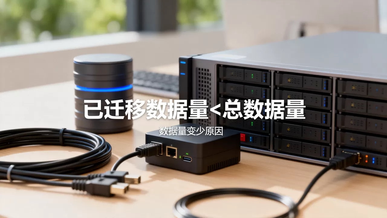 为什么已迁移数据量小于总数据量?,数据量变少是什么原因? 为什么已迁移数据量小于总数据量?,数据量变少是什么原因?