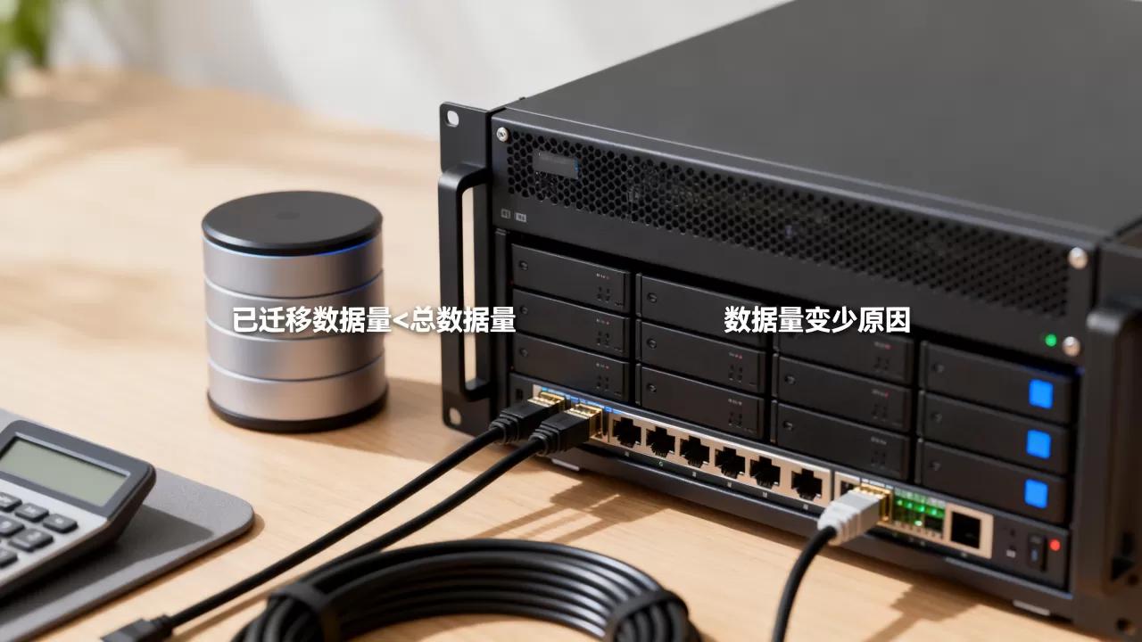 为什么已迁移数据量小于总数据量?,数据量变少是什么原因? 为什么已迁移数据量小于总数据量?,数据量变少是什么原因?