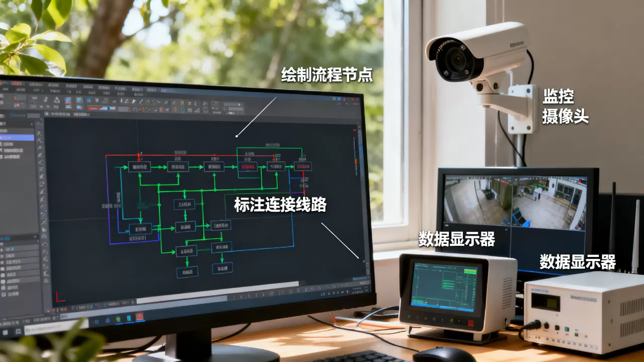监控系统流程CAD图怎么画?,流程监控怎么做? 监控系统流程CAD图怎么画?,流程监控怎么做?