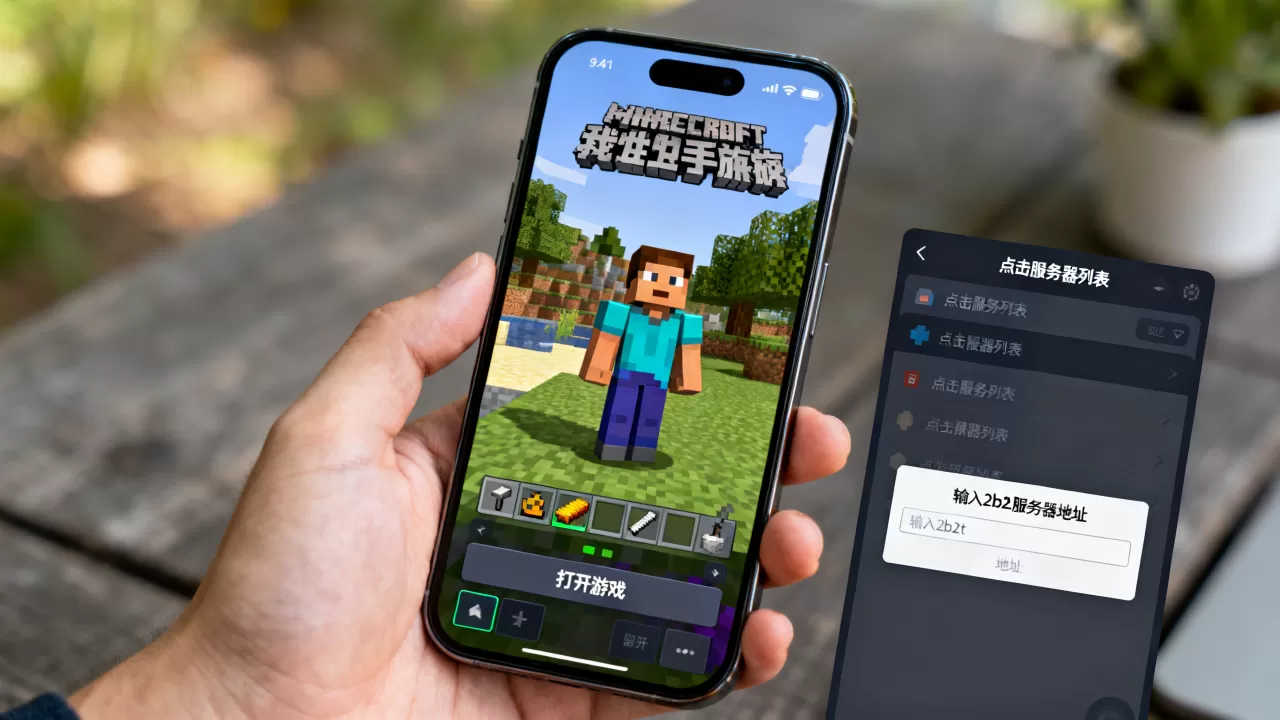 我的世界手机版怎么去2b2t服务器?,怎么做? 我的世界手机版怎么去2b2t服务器?,怎么做?