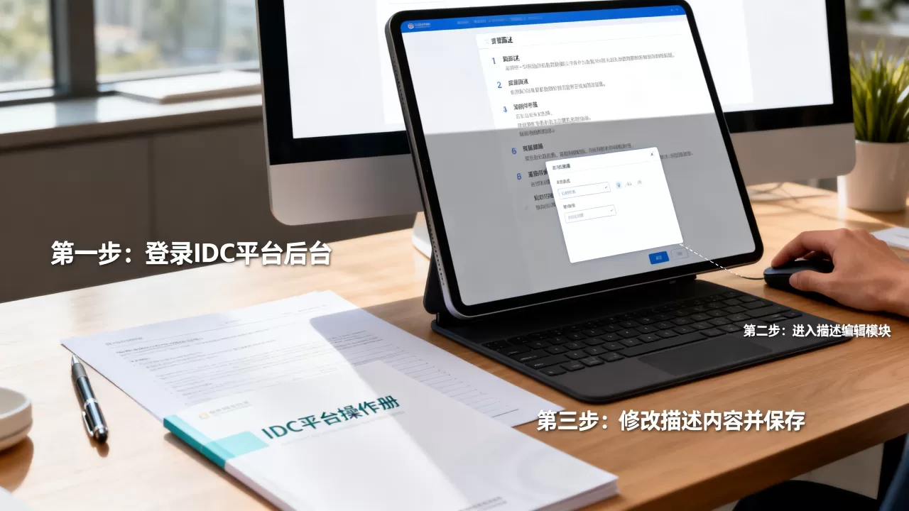如何修改IDC平台的描述,具体步骤是什么? 如何修改IDC平台的描述,具体步骤是什么?