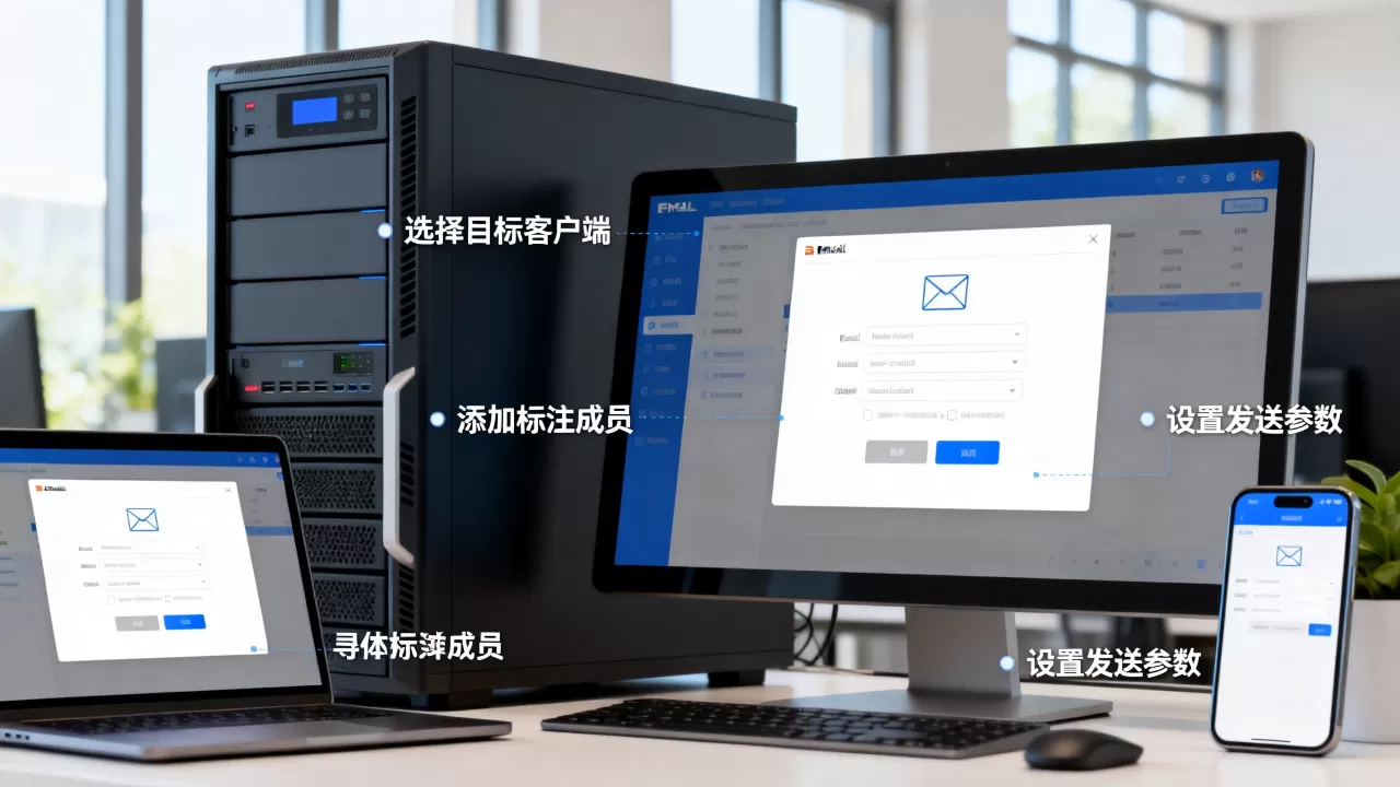 如何指定服务器向多个客户端和标注成员发送邮件,如何操作? 如何指定服务器向多个客户端和标注成员发送邮件,如何操作?