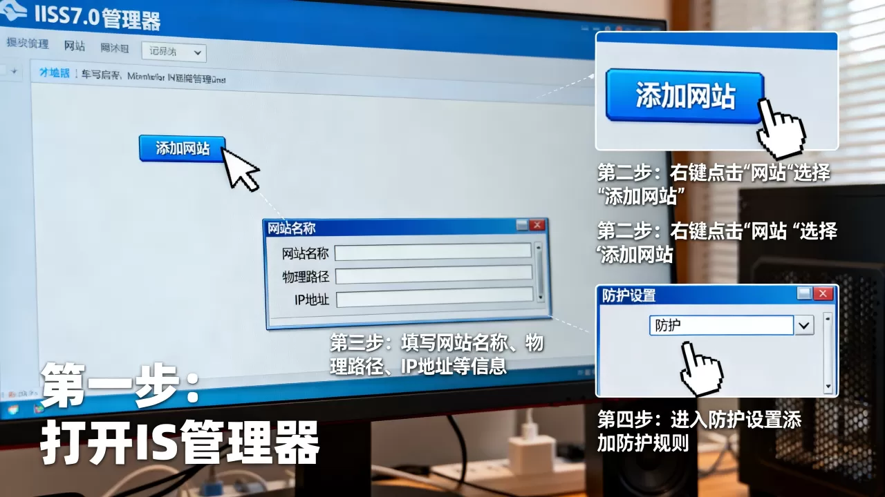 IIS7.0添加网站和添加防护网站怎么做,有哪些步骤? IIS7.0添加网站和添加防护网站怎么做,有哪些步骤?