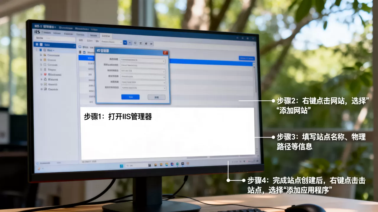 如何新建IIS站点并添加应用程序?,具体步骤有哪些? 如何新建IIS站点并添加应用程序?,具体步骤有哪些?