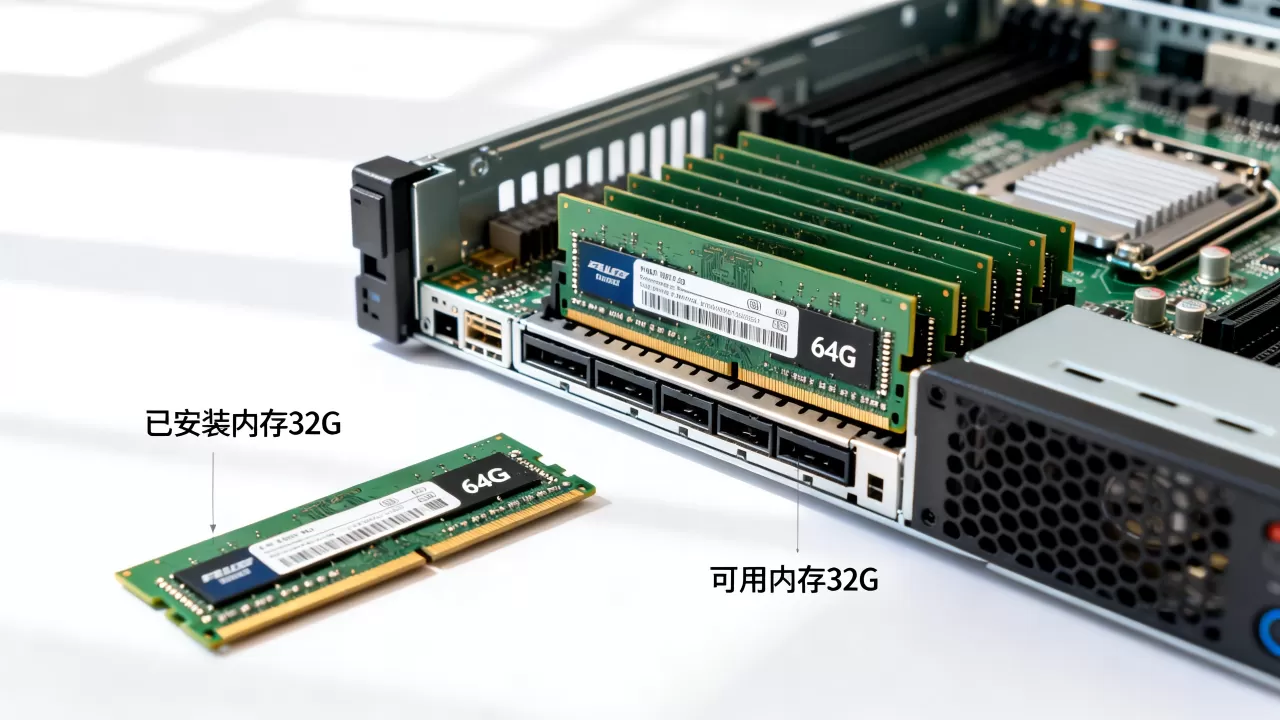 服务器安装64g内存32g可用怎么办 服务器安装64g内存32g可用怎么办