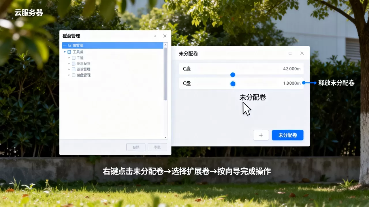 配置云服务器时怎么把未分配卷释放回C盘,如何操作? 配置云服务器时怎么把未分配卷释放回C盘,如何操作?