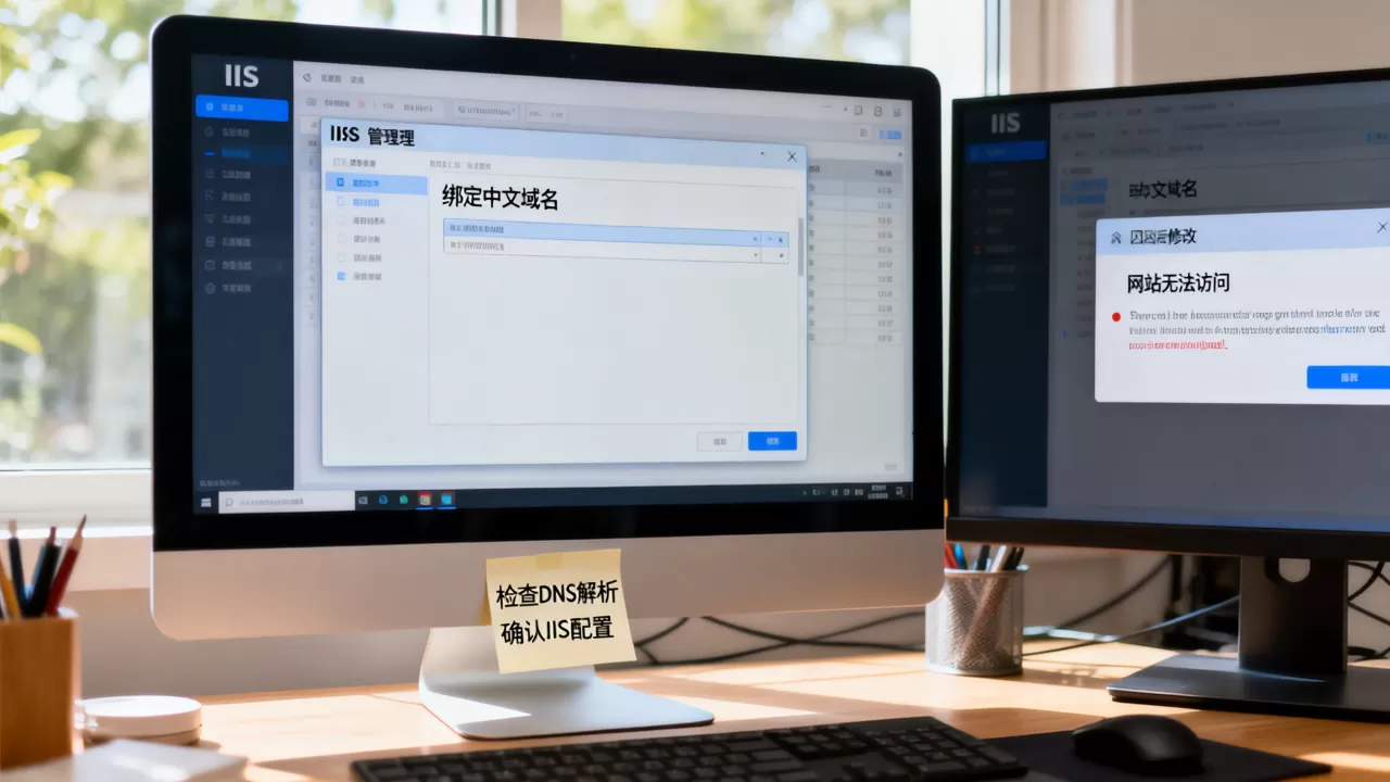 IIS如何绑定中文域名,修改已绑定域名后网站无法访问怎么办? IIS如何绑定中文域名,修改已绑定域名后网站无法访问怎么办?