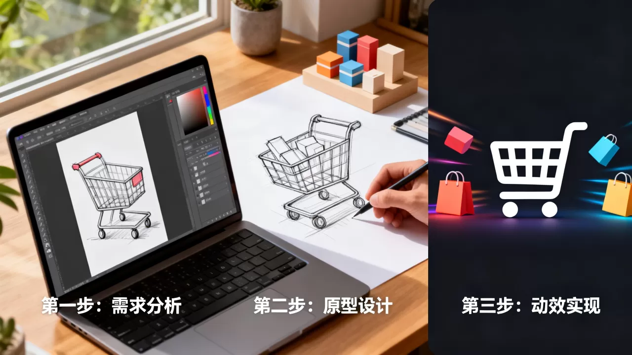 仿购物车动画的制作方法是什么,有哪些步骤? 仿购物车动画的制作方法是什么,有哪些步骤?