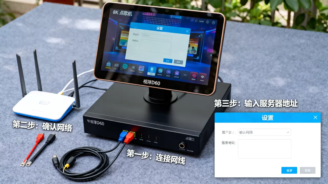 视易d60点歌机如何连接服务器,怎么设置? 视易d60点歌机如何连接服务器,怎么设置?