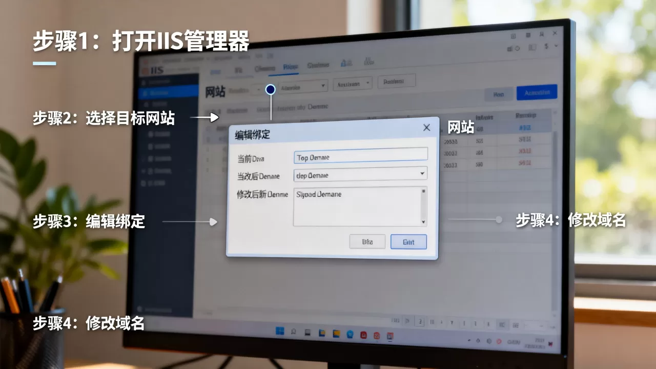 如何修改IIS已绑定的网站域名?,具体步骤是什么? 如何修改IIS已绑定的网站域名?,具体步骤是什么?