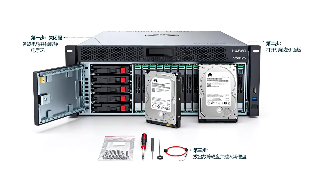 华为服务器2288h v5硬盘故障怎么换,步骤是什么? 华为服务器2288h v5硬盘故障怎么换,步骤是什么?