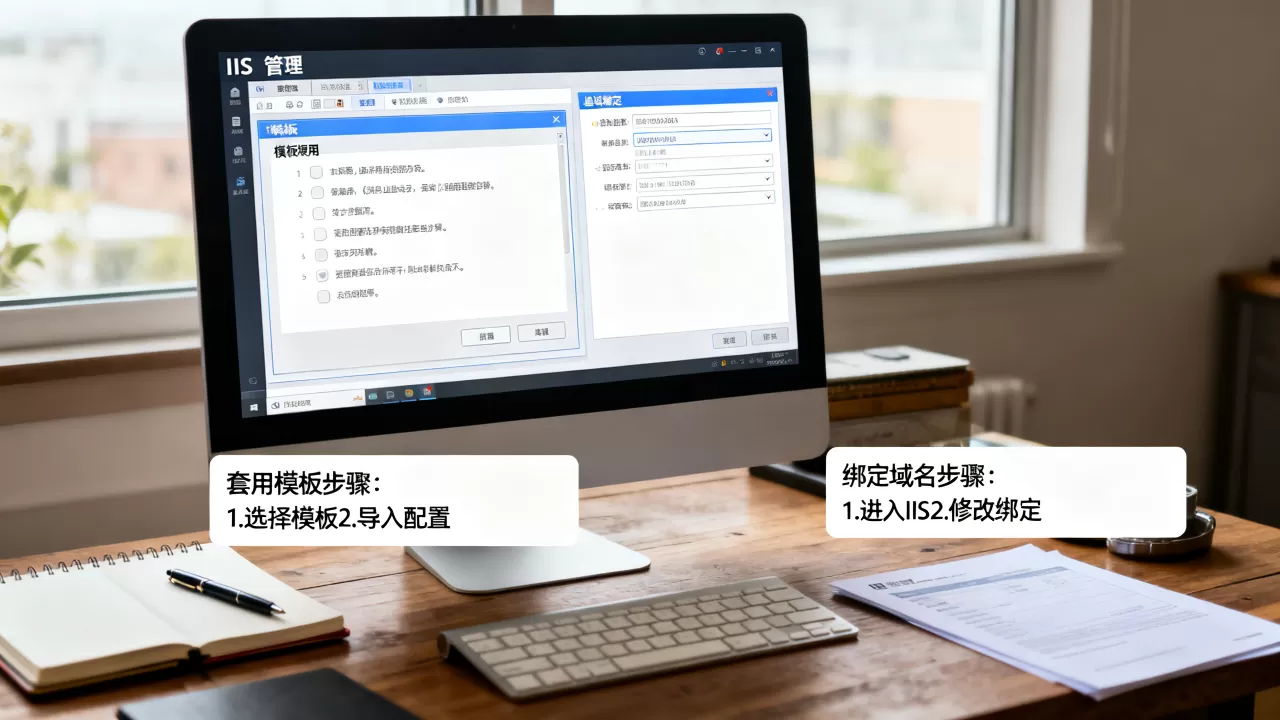 IIS建好的网站如何套用模板?,怎么修改绑定域名? IIS建好的网站如何套用模板?,怎么修改绑定域名?