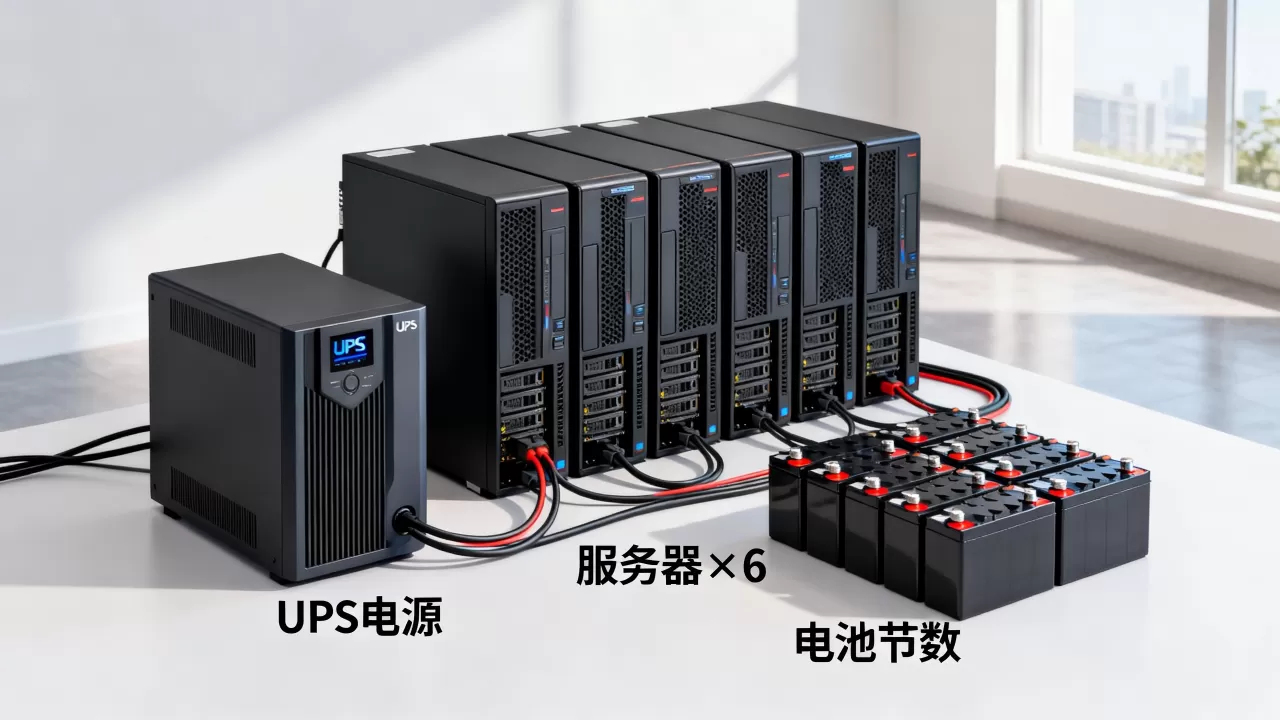 UPS电源带6台服务器要多少节电池,电池节数怎么算 UPS电源带6台服务器要多少节电池,电池节数怎么算