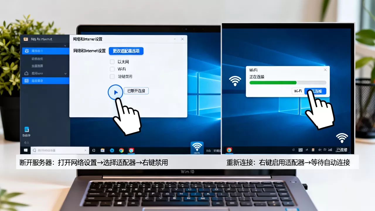 win10电脑如何临时断开服务器,断网后怎么重新连接 win10电脑如何临时断开服务器,断网后怎么重新连接