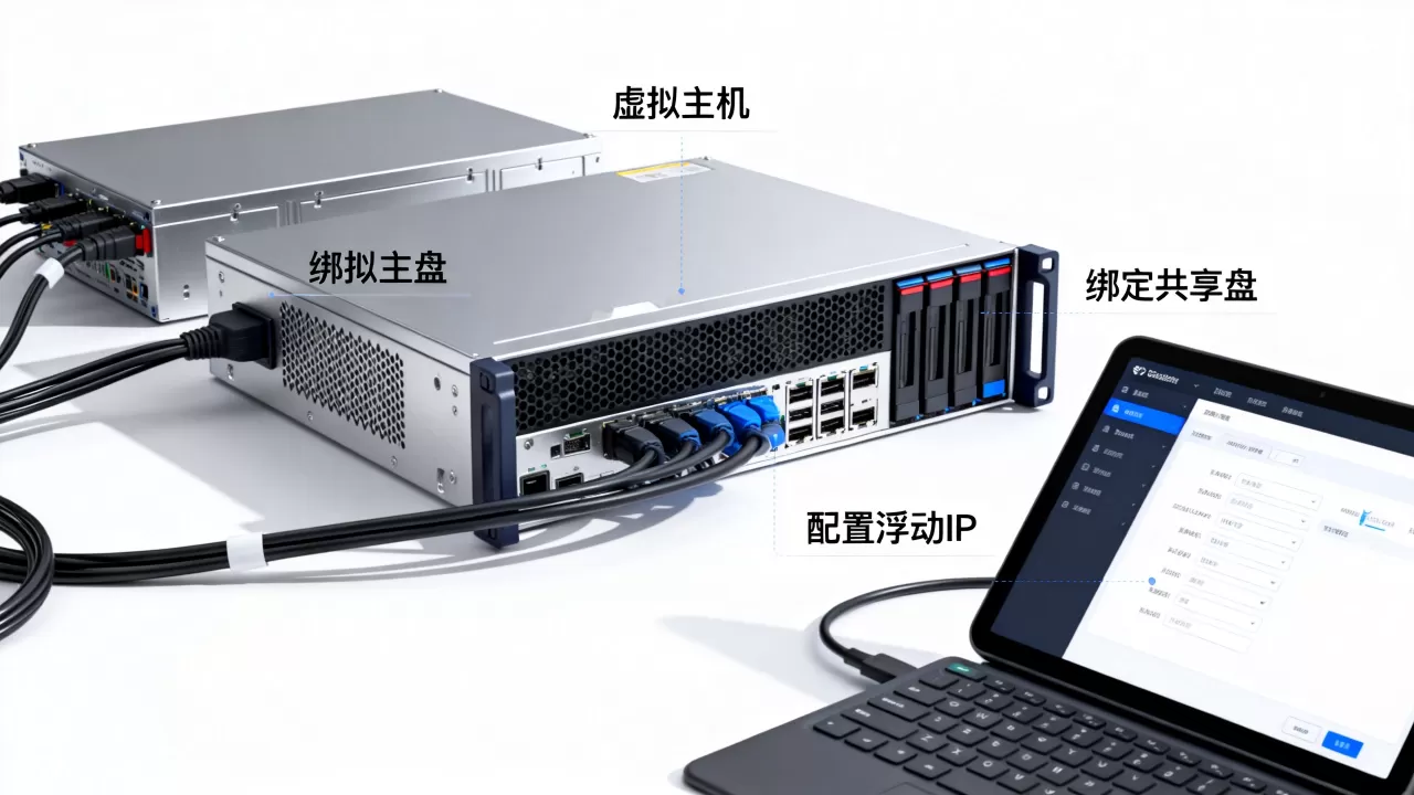 如何绑定共享盘和浮动IP实现高可用?服务器虚拟主机配置方法 如何绑定共享盘和浮动IP实现高可用?服务器虚拟主机配置方法