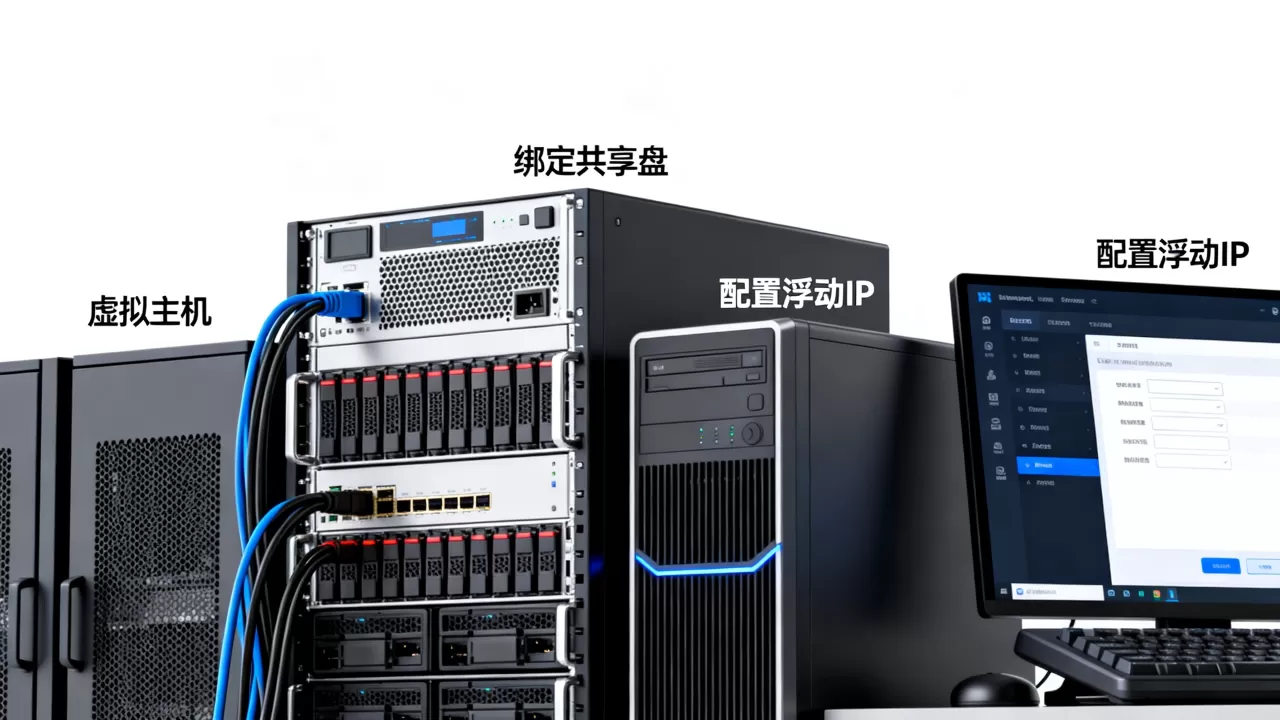 如何绑定共享盘和浮动IP实现高可用?服务器虚拟主机配置方法 如何绑定共享盘和浮动IP实现高可用?服务器虚拟主机配置方法