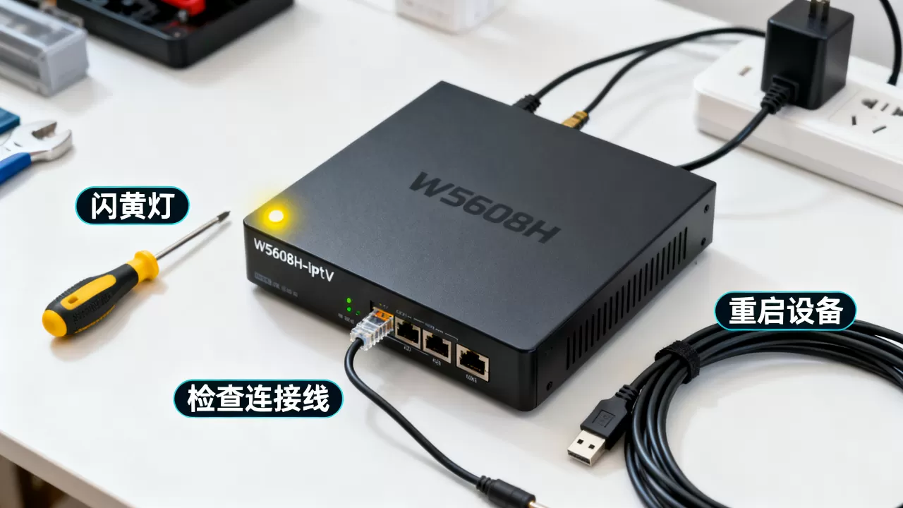 w5608h-iptv服务器闪黄灯是什么原因,如何解决? w5608h-iptv服务器闪黄灯是什么原因,如何解决?