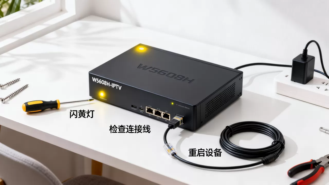 w5608h-iptv服务器闪黄灯是什么原因,如何解决? w5608h-iptv服务器闪黄灯是什么原因,如何解决?