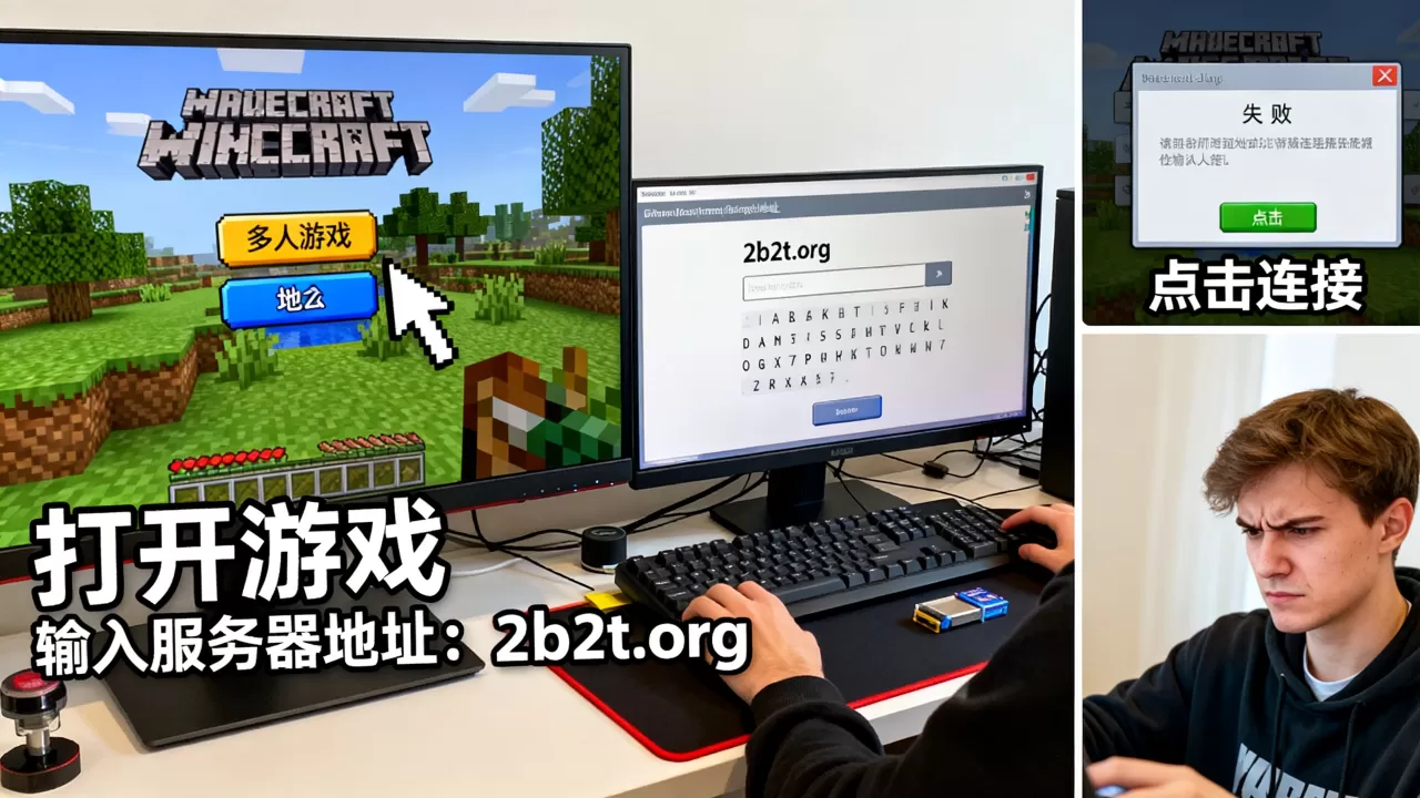 我的世界2b2t服务器怎么进视频教程,为什么进不去 我的世界2b2t服务器怎么进视频教程,为什么进不去