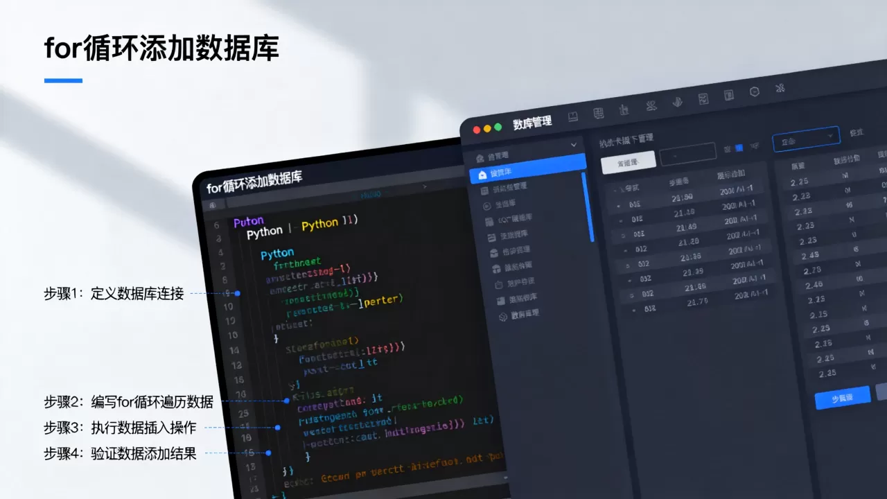 如何用for循环添加数据库?, 实现步骤是什么? 如何用for循环添加数据库?, 实现步骤是什么?