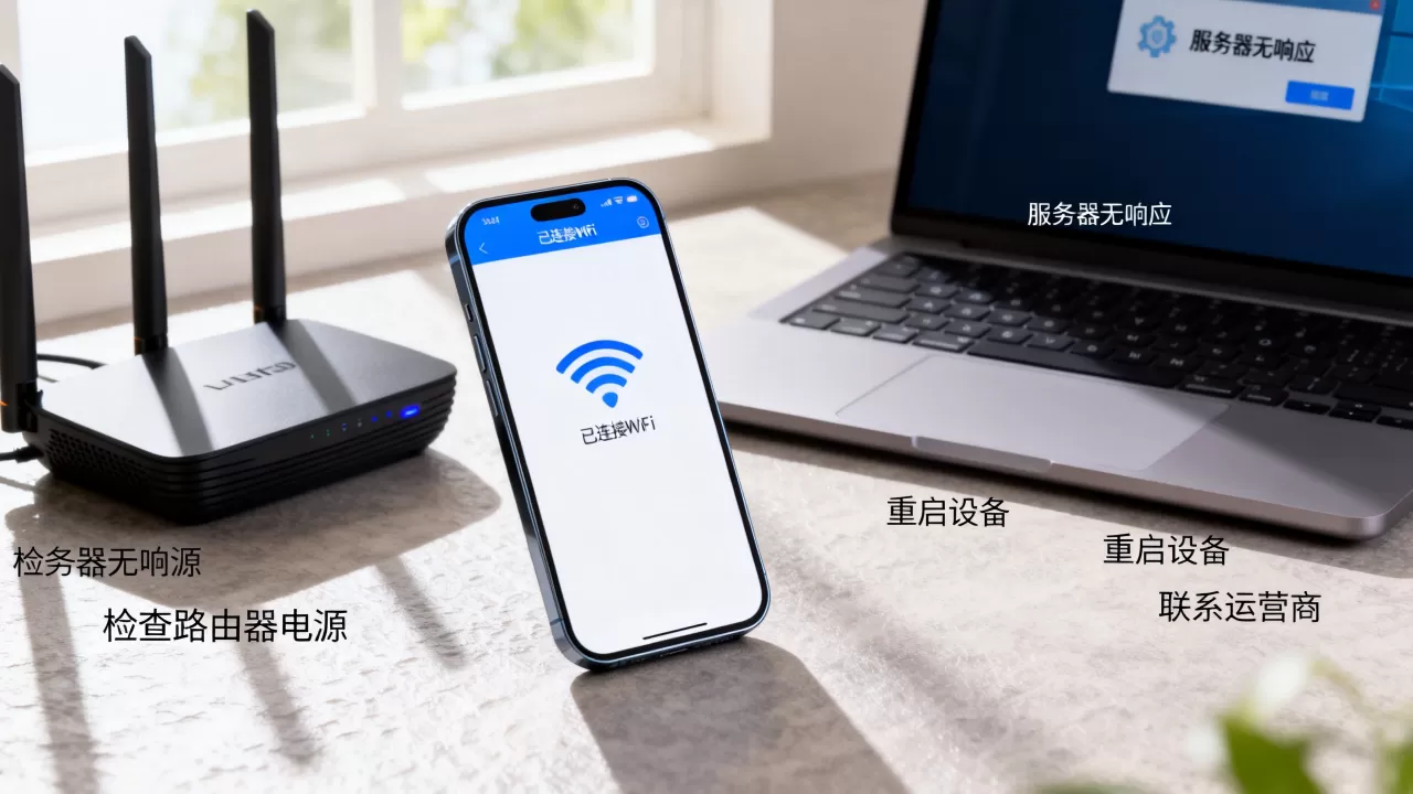 wifi连上却无法上网?,服务器无响应怎么解决? wifi连上却无法上网?,服务器无响应怎么解决?