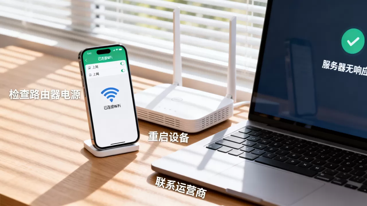 wifi连上却无法上网?,服务器无响应怎么解决? wifi连上却无法上网?,服务器无响应怎么解决?