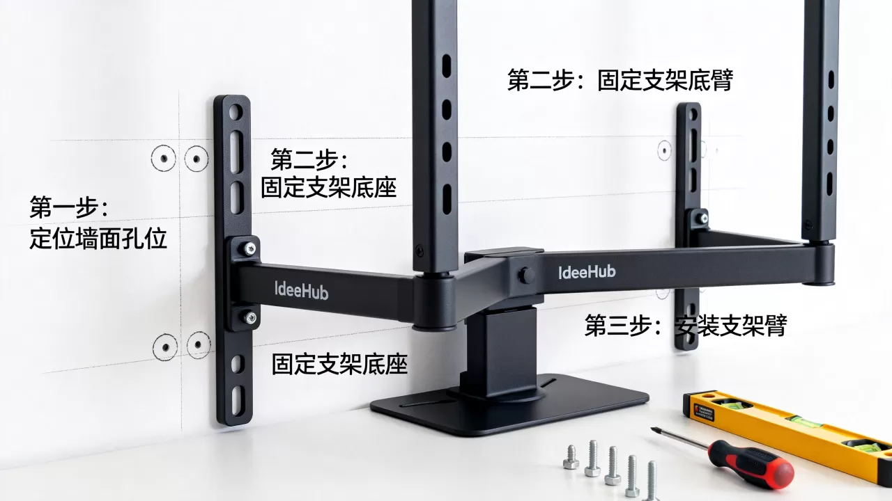 IdeaHub挂墙支架硬件如何安装?,安装步骤有哪些? IdeaHub挂墙支架硬件如何安装?,安装步骤有哪些?