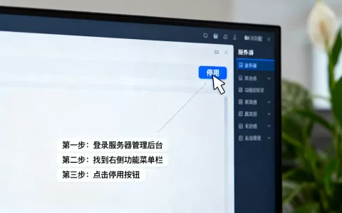如何停用服务器配置中的右侧功能菜单栏，操作步骤有哪些？