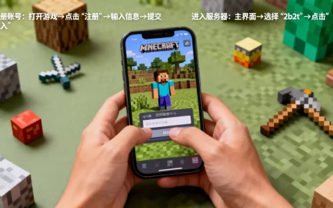 我的世界手机版2b2t服务器怎么进，怎么注册？
