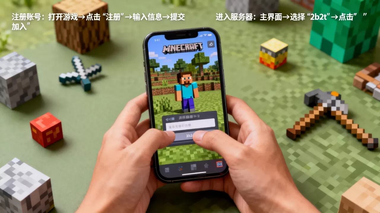 我的世界手机版2b2t服务器怎么进,怎么注册? 我的世界手机版2b2t服务器怎么进,怎么注册?