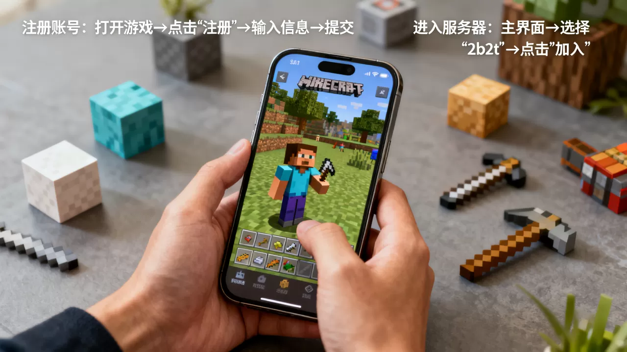 我的世界手机版2b2t服务器怎么进,怎么注册? 我的世界手机版2b2t服务器怎么进,怎么注册?