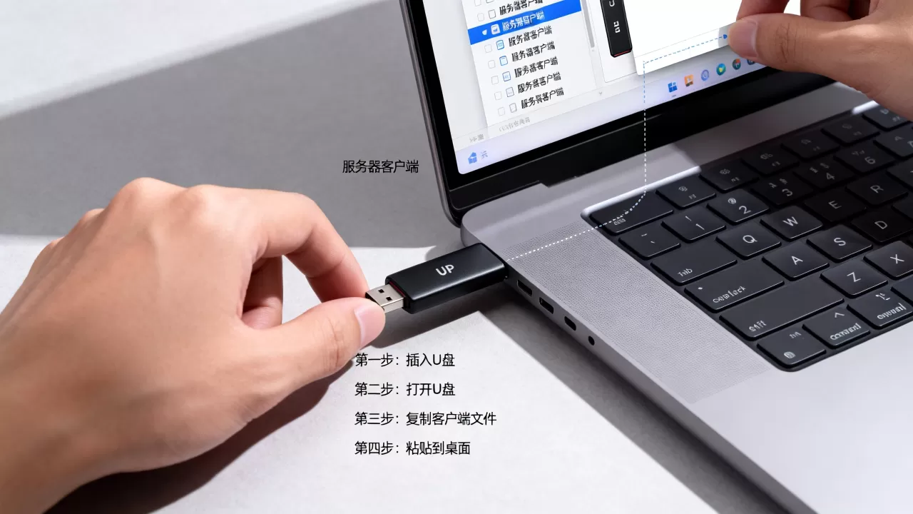 u盘里的服务器客户端怎么移到桌面,操作步骤是什么? u盘里的服务器客户端怎么移到桌面,操作步骤是什么?