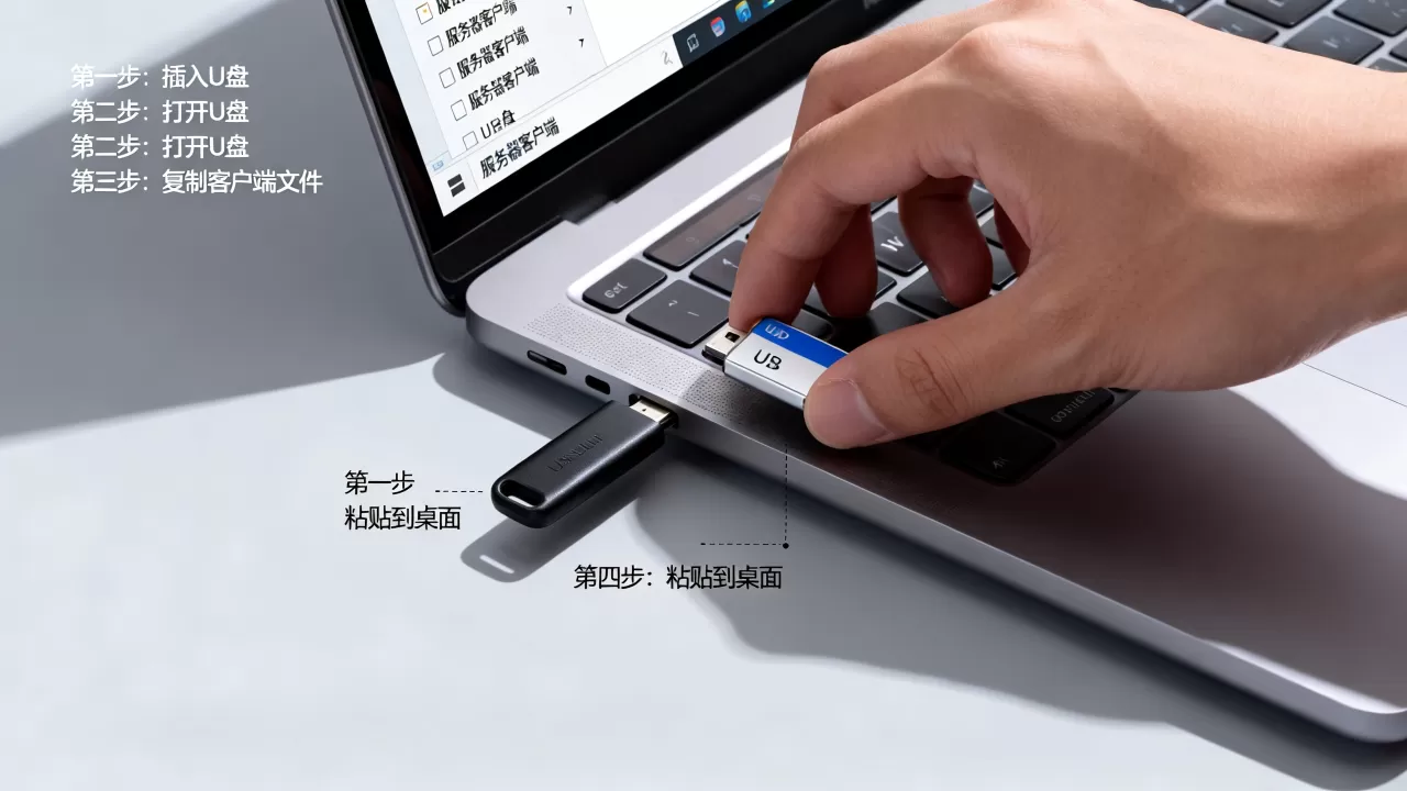 u盘里的服务器客户端怎么移到桌面,操作步骤是什么? u盘里的服务器客户端怎么移到桌面,操作步骤是什么?